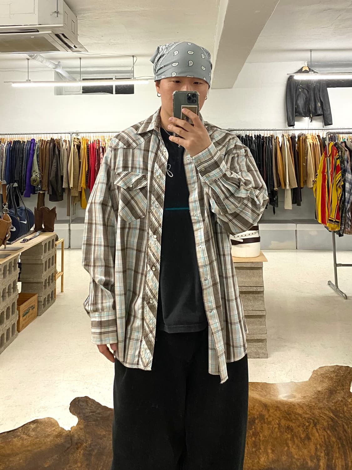 WRANGLER madras check western shirts 랭글러 상품이미지1