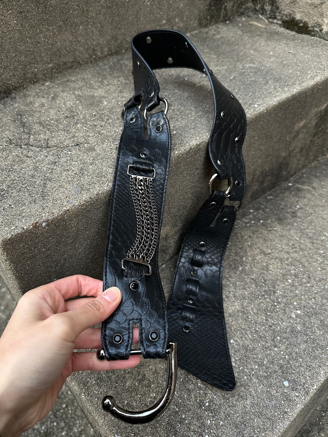 DEMOO gimmick croco pattern leather belt 상품이미지2