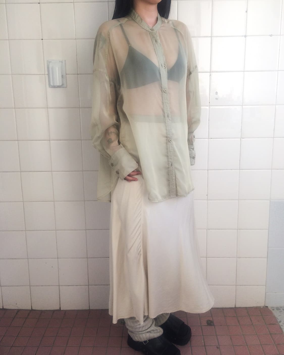 Glossy long skirt 상품이미지5