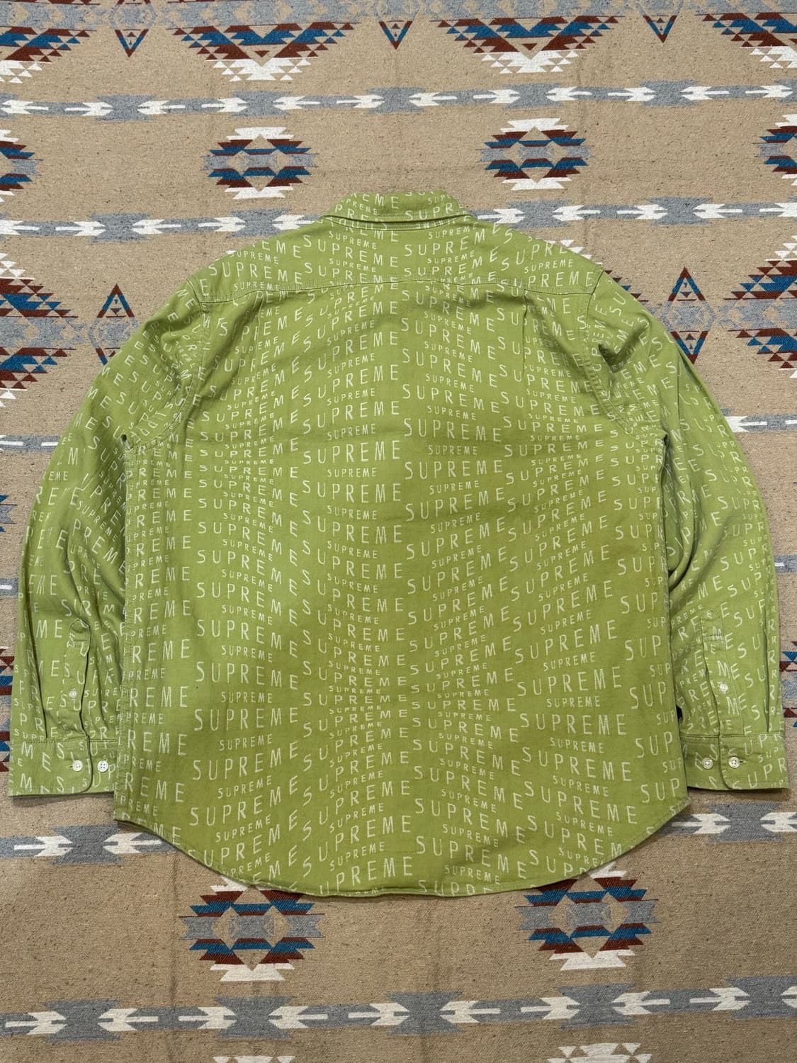 🖤연말할인🖤 [L] 슈프림 워프 자카드 로고 데님 셔츠 세이지 상품이미지6