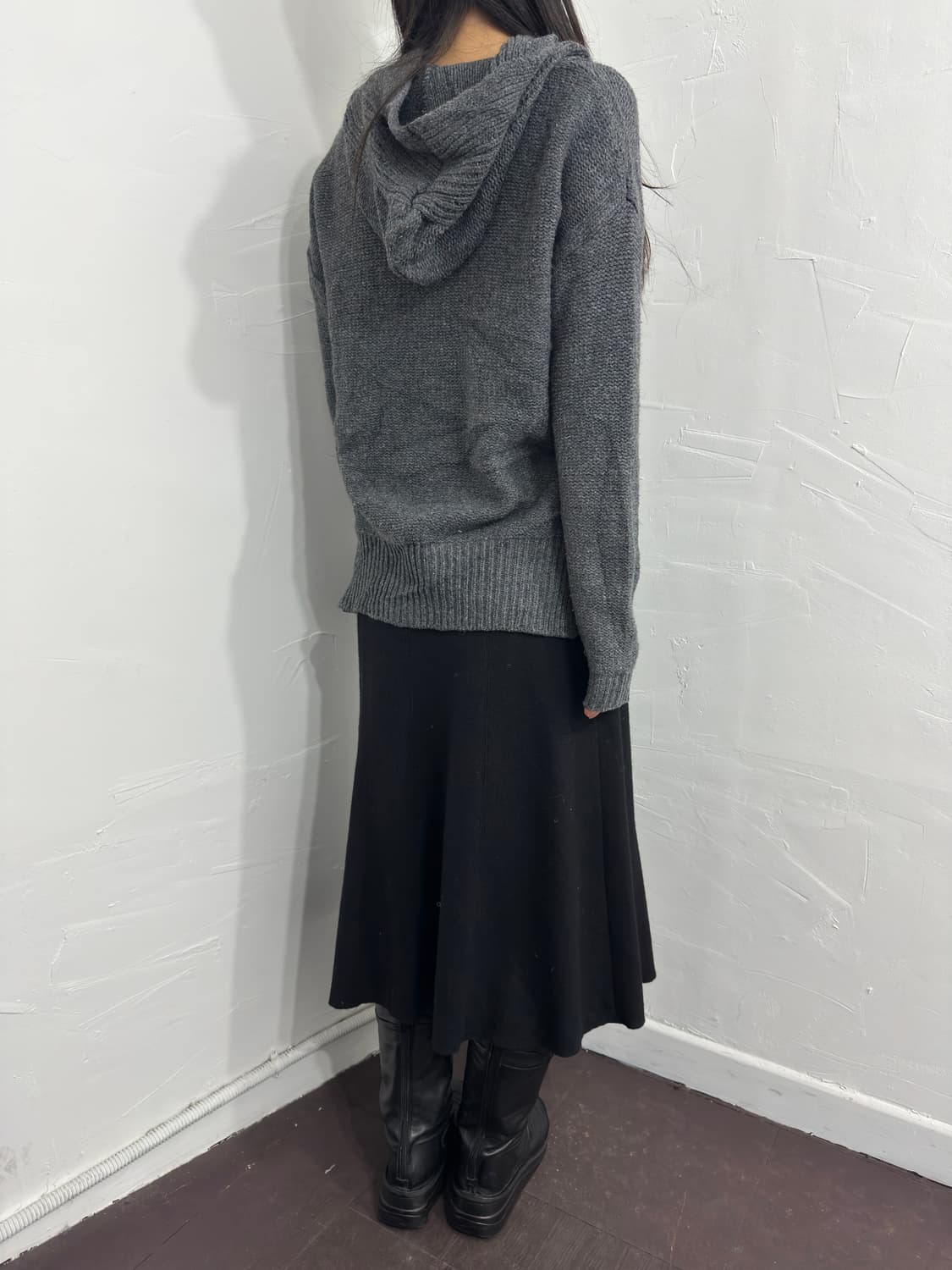 gray knit pocket hoodie 상품이미지4
