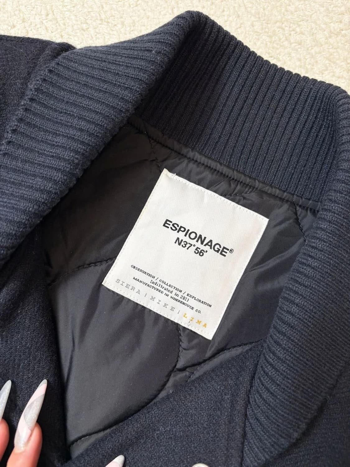 에스피오나지 신슐레이트 울 소가죽 배색 바시티 자켓 PN6761 상품이미지4