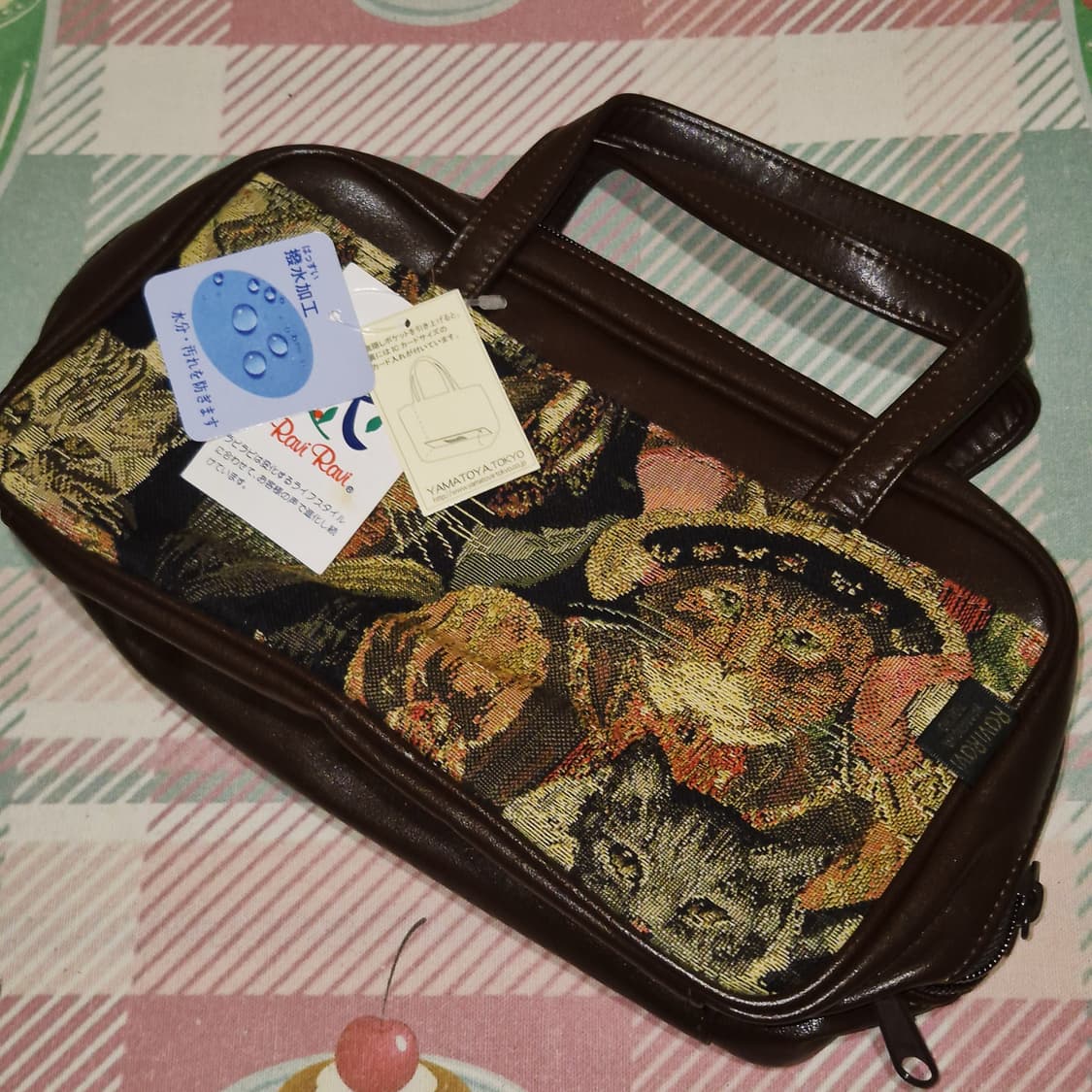 90s 도쿄 야마토야 고블랭 엔틱 고양이 핸드백 상품이미지9