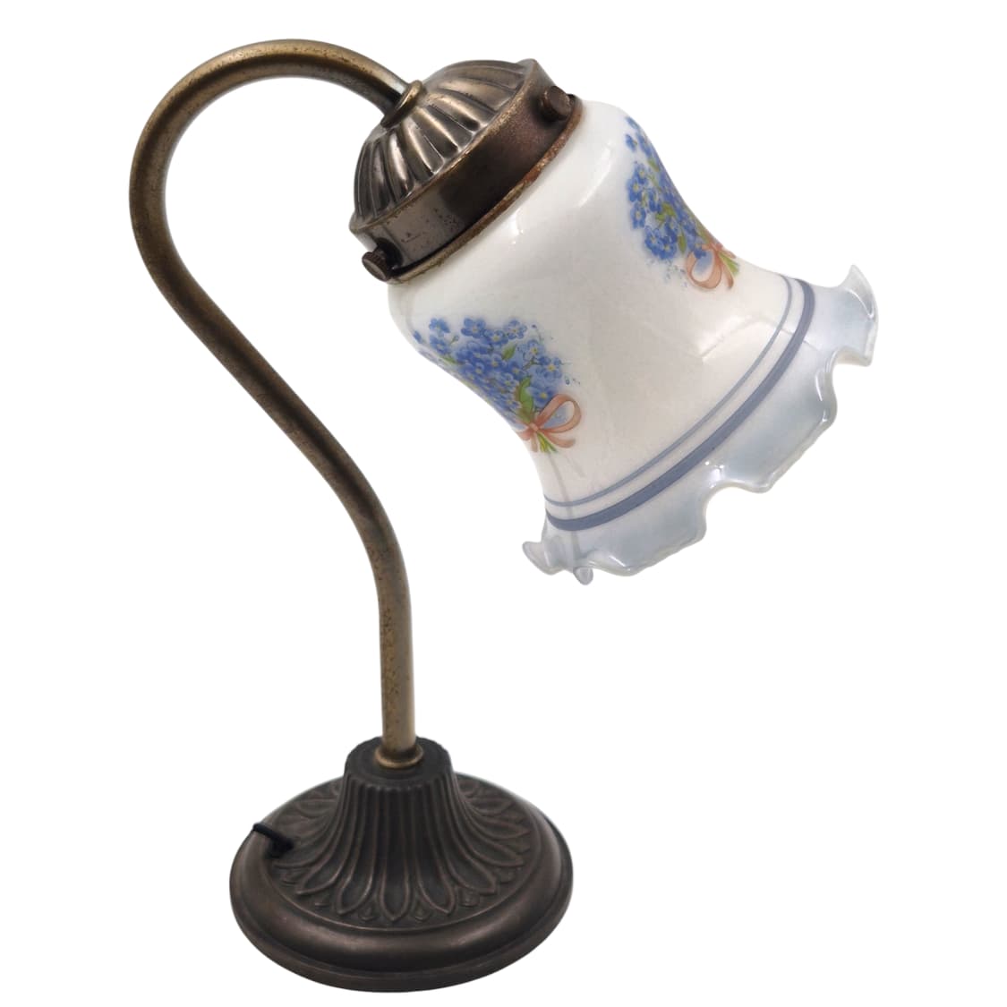 80s 밀크글라스 리본 꽃다발 엔틱 테이블 램프 상품이미지5