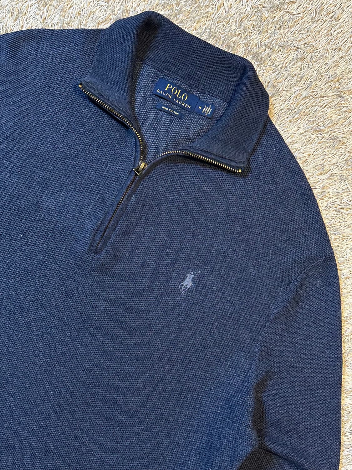 폴로 랄프로렌 신형 피마코튼 그레이포니 하프 반집업 니트 딥블루 상품이미지2
