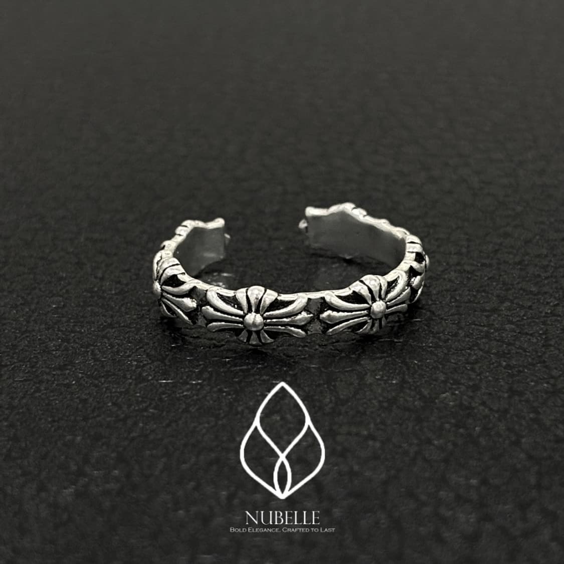 🌗 Chrome cross ring / 크롬 크로스 실버 오픈링 반지 상품이미지1