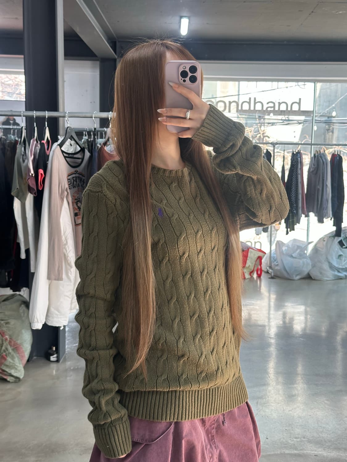 폴로랄프로렌 케이블 꽈배기 니트 올리브카키 상품이미지3