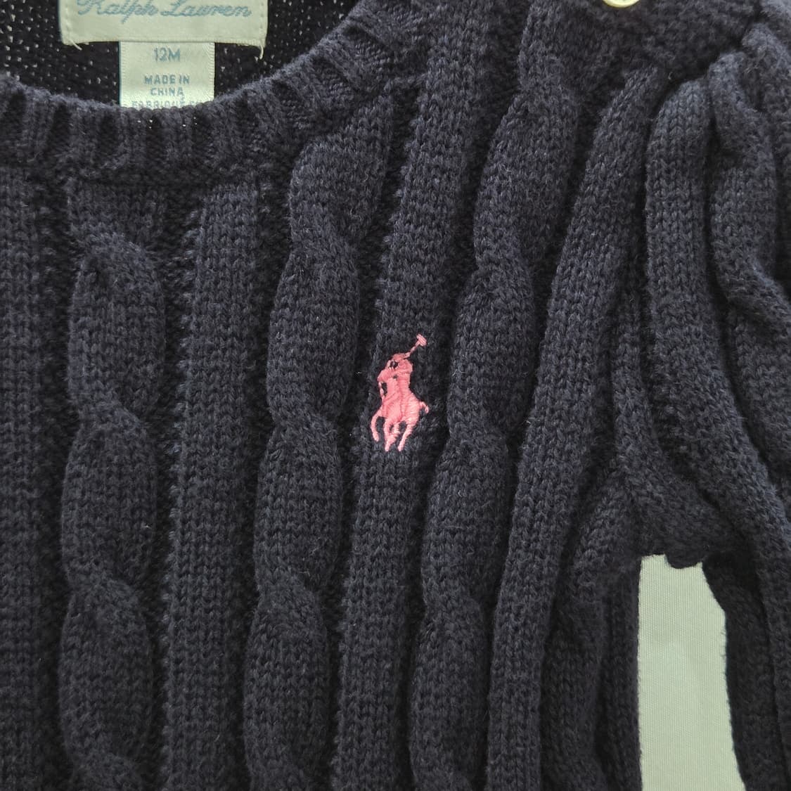 폴로랄프로렌 여아 코튼 케이블 셔링 니트 네이비 12M 상품이미지2