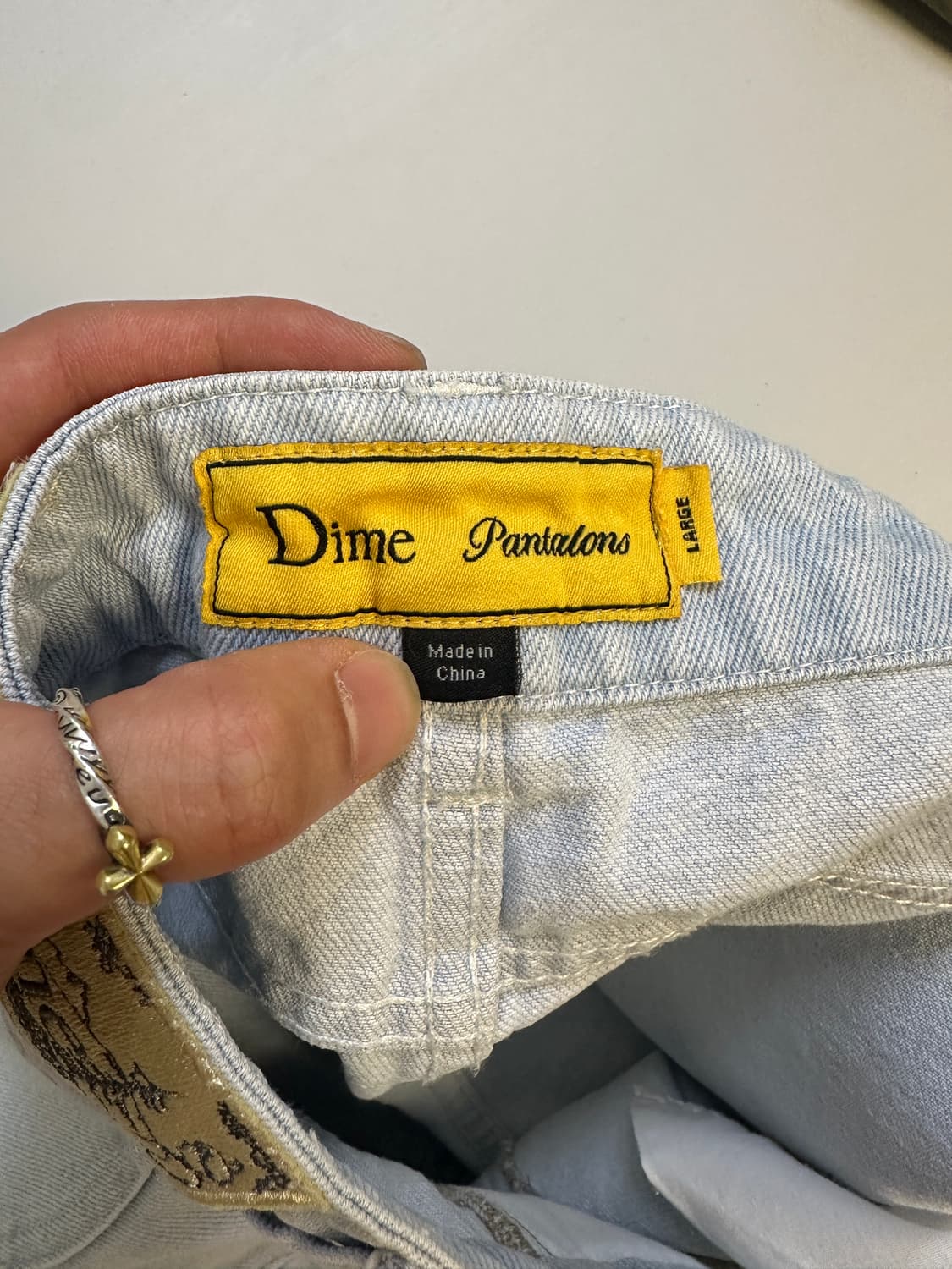 다임 배기 데님팬츠 웨이브 포켓자수 라이트워시드 dime 상품이미지6