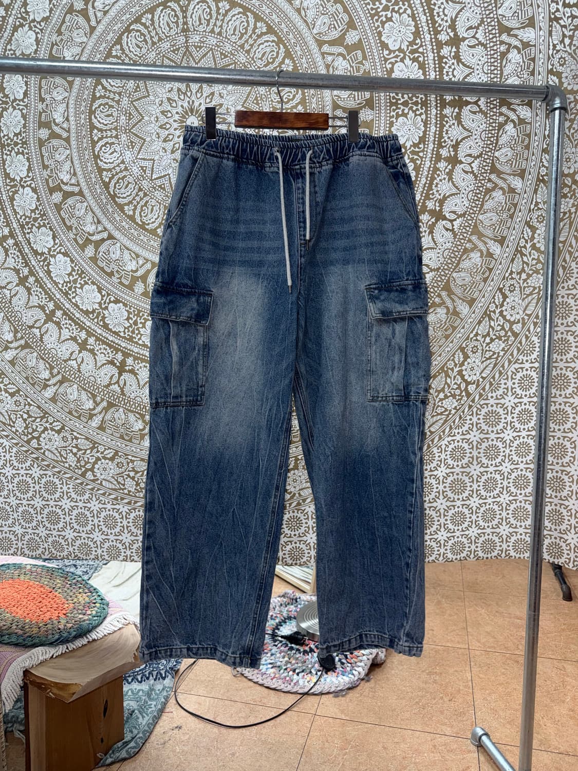 스트릿 밴딩 데님 카고팬츠  상품이미지3