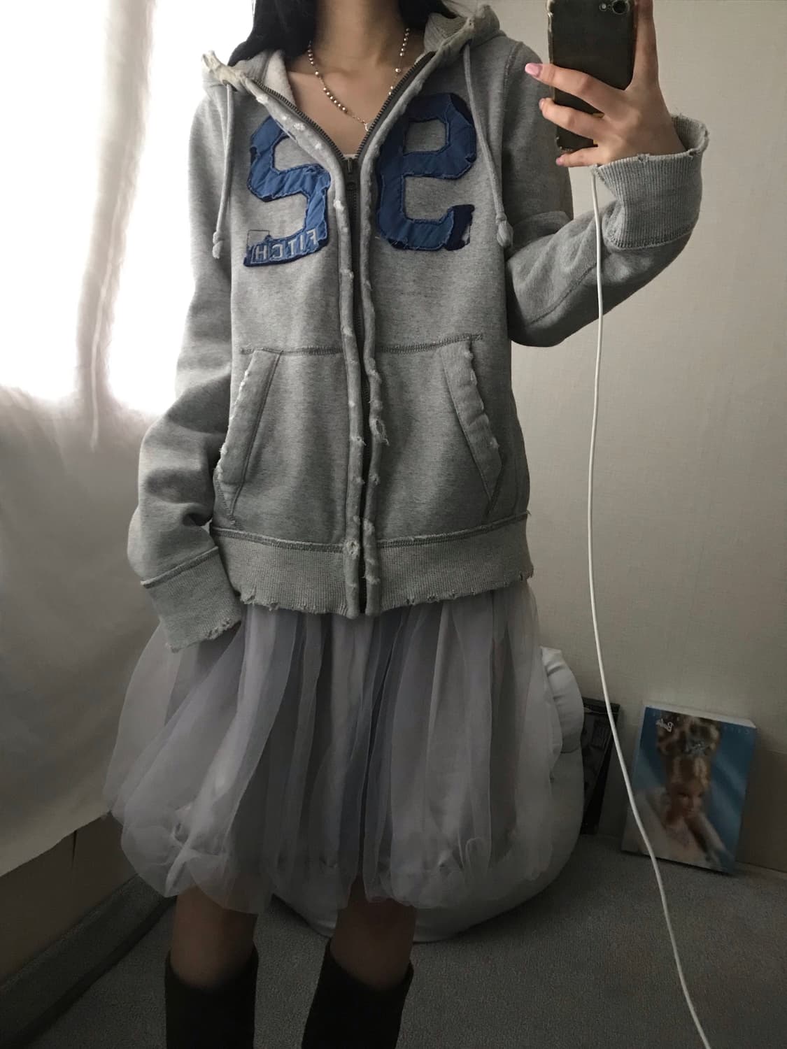 아베크롬비 그레이 빅로고 후드집업 상품이미지2