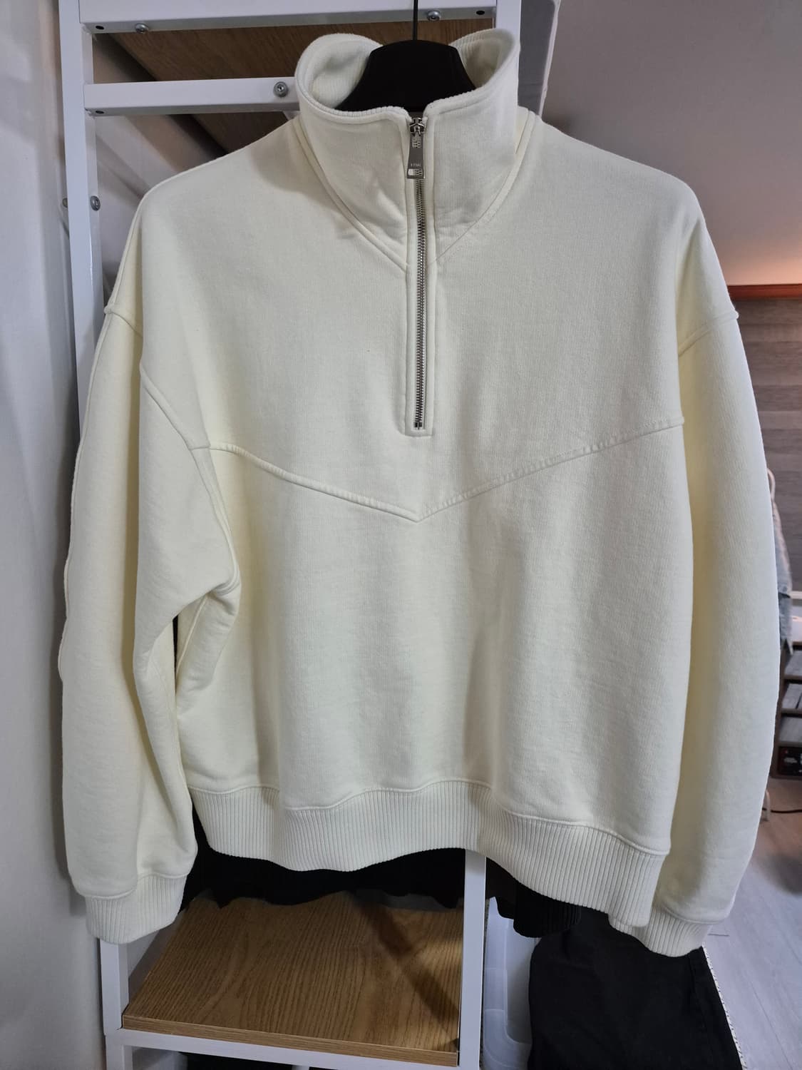 타임옴므 하프집업 카라 맨투맨 105 아이보리 상품이미지2