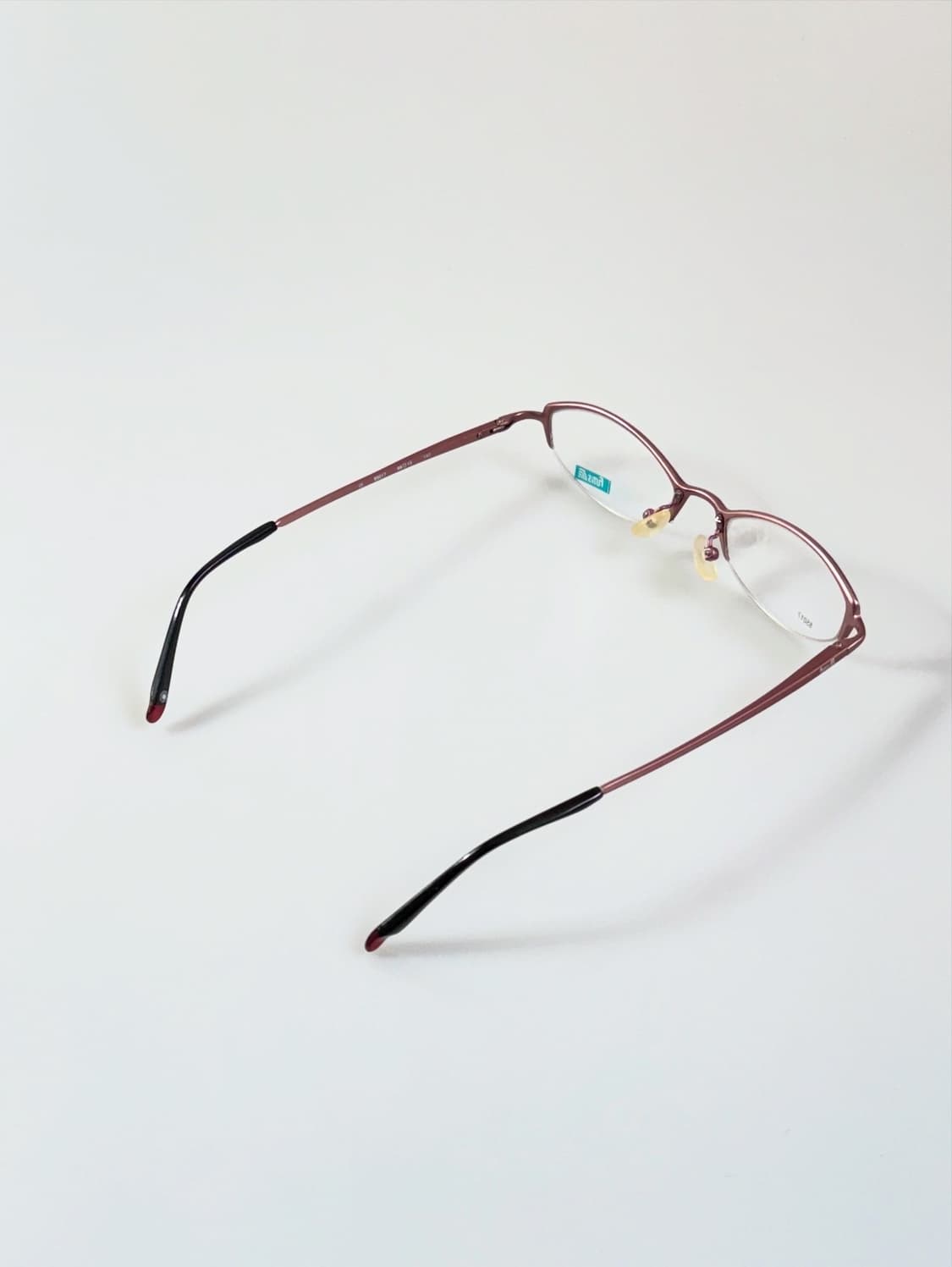 90s FUTIS 핑크 메탈 반무테 스퀘어 빈티지 안경 상품이미지4