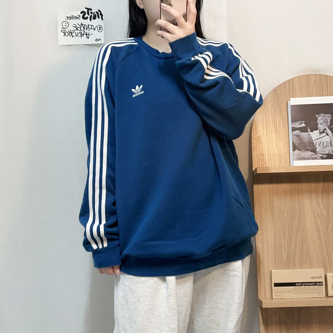 [정품] 아디다스 청록 삼선 트레포일 맨투맨 [ 3XL ] 상품이미지2