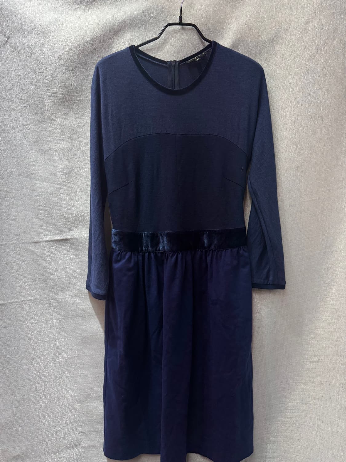 ETRO 에트로 벨벳 배색 네이비 원피스40(55) 상품이미지1