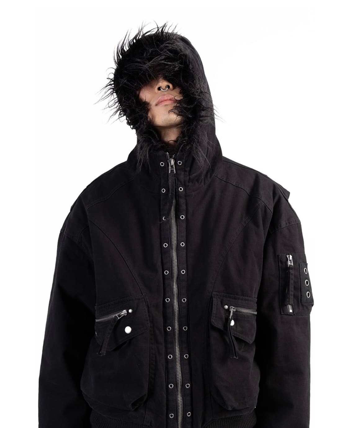 세인트페인 후드 퍼 점퍼 블랙 (새상품) 상품이미지4