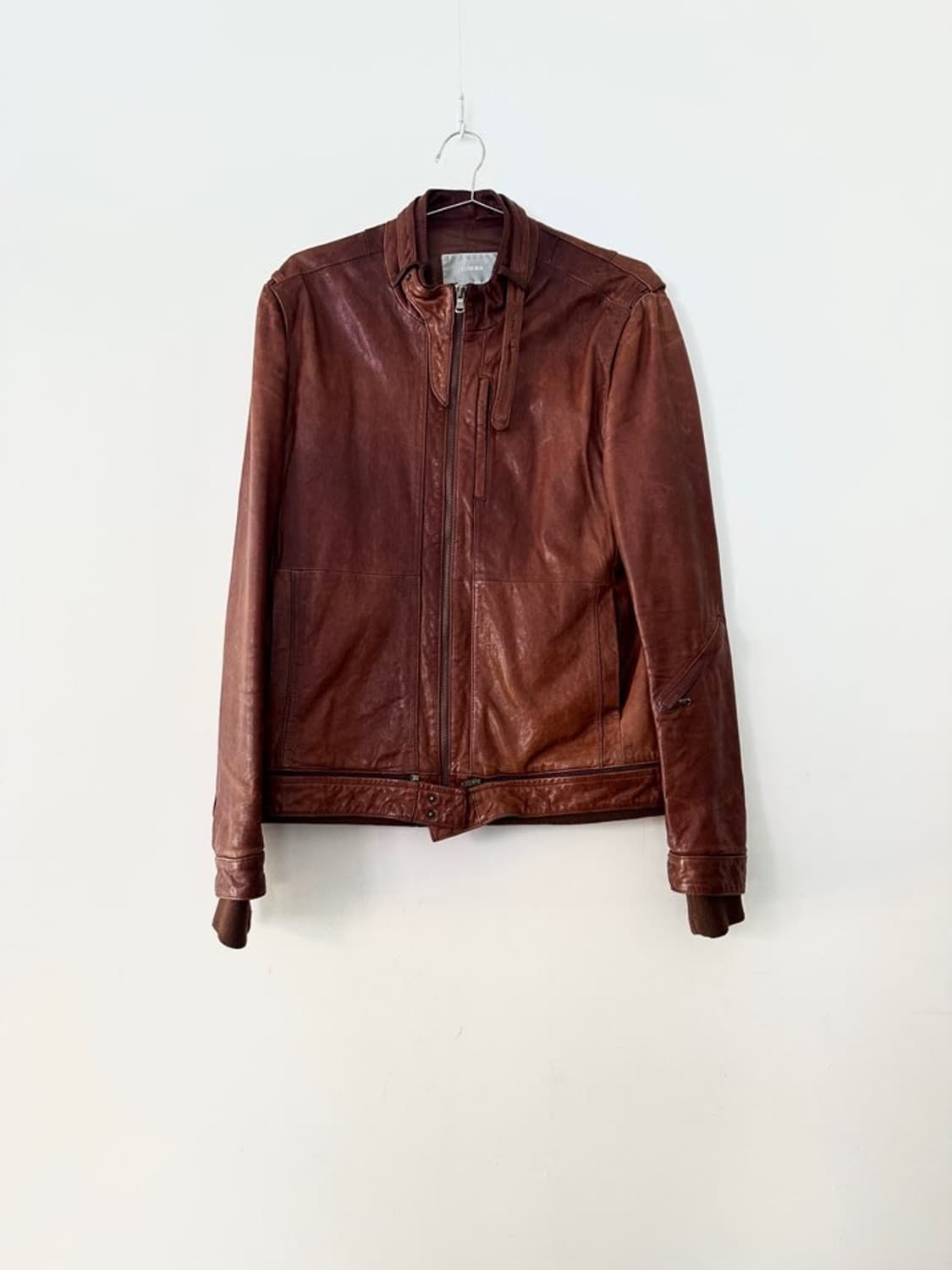 Loose sheepskin leather jacket / orange  상품이미지5
