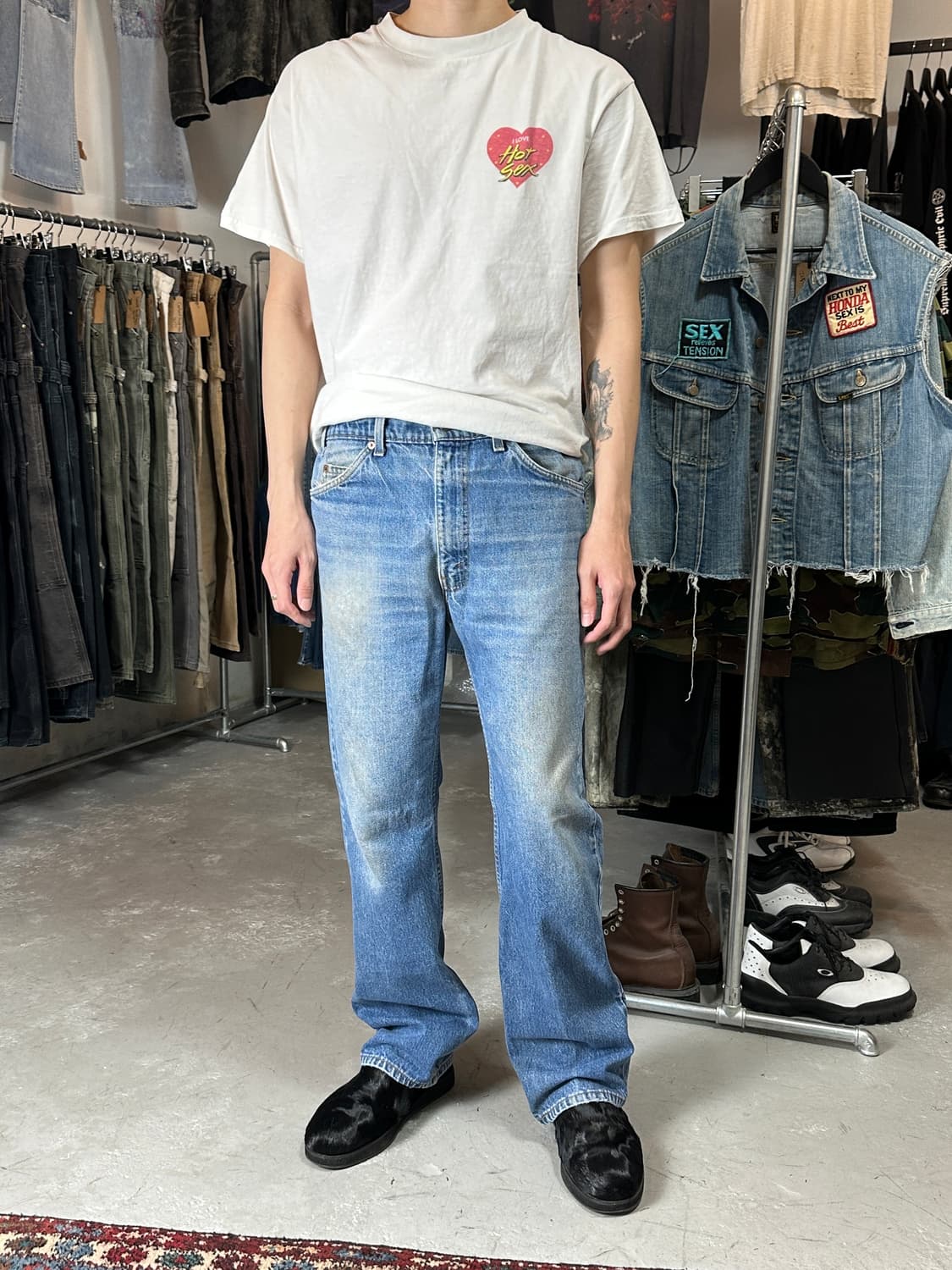 90's USA Made 빈티지 리바이스 517 오렌지탭 부츠컷 녹워싱 상품이미지2