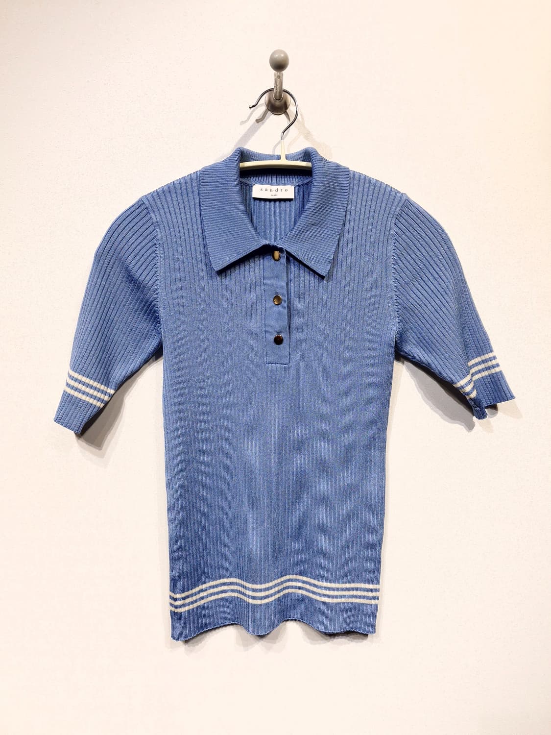 SANDRO 산드로 골지 반팔 카라 니트[1] 상품이미지4