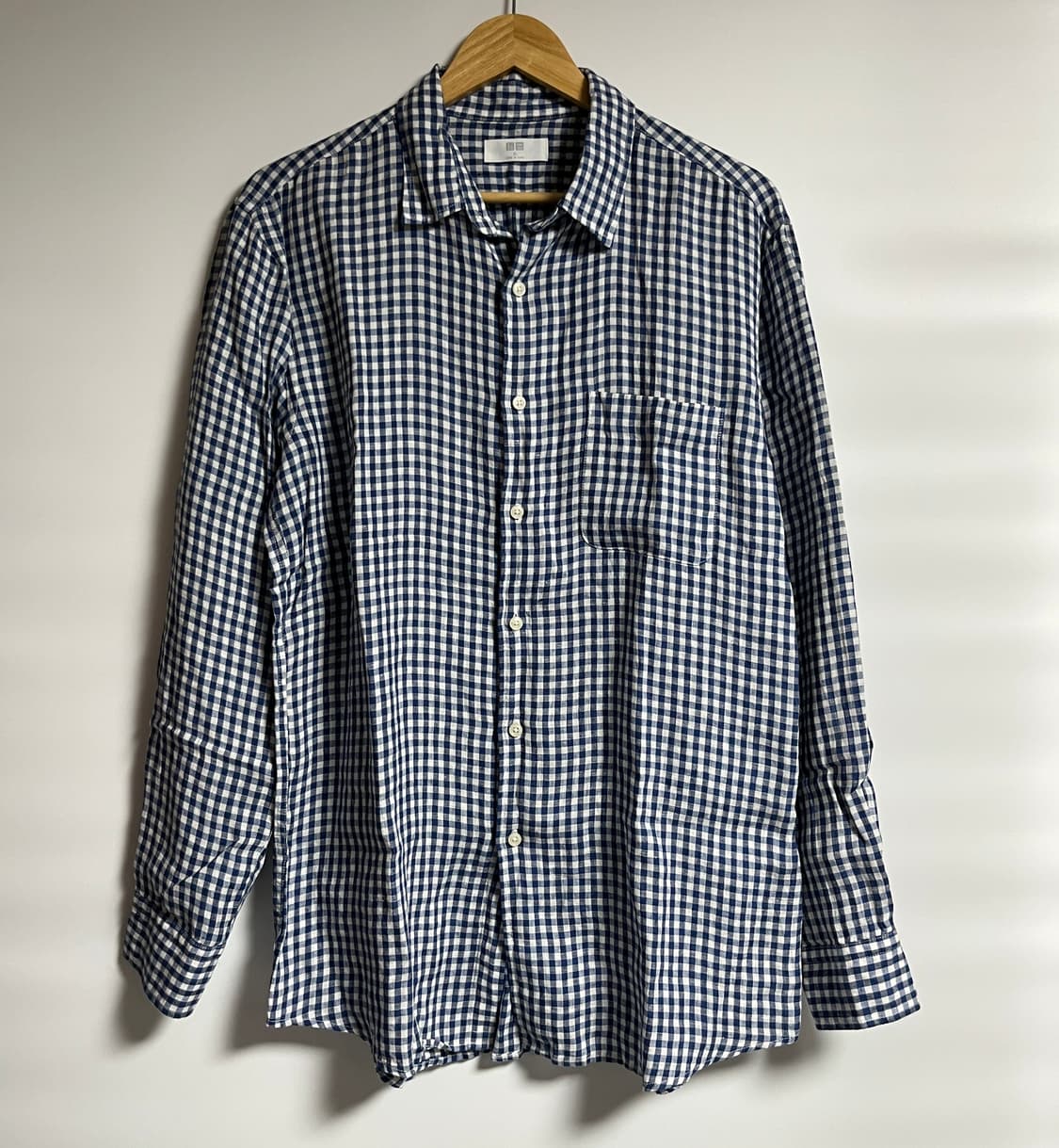 공용 유니클로 린넨 다탄 체크셔츠 남방 XL 상품이미지1