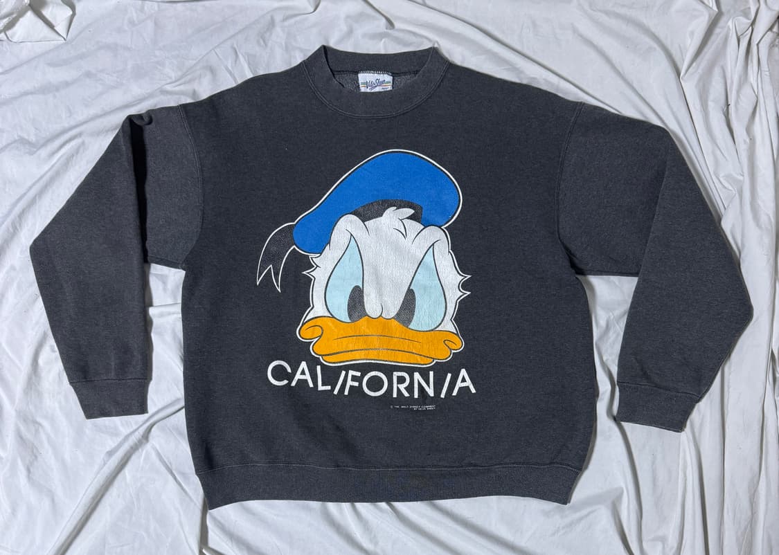 80s usa velva sheen 디즈니 도날드덕 캐릭터 맨투맨 상품이미지1