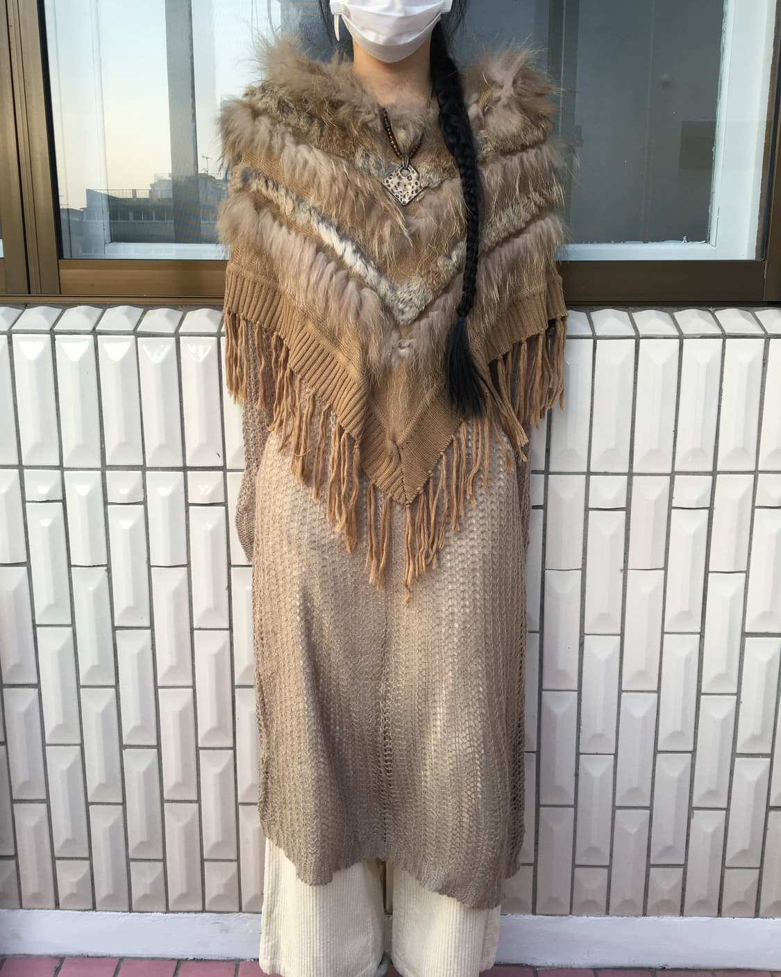 Fur mixed hood cape 상품이미지7