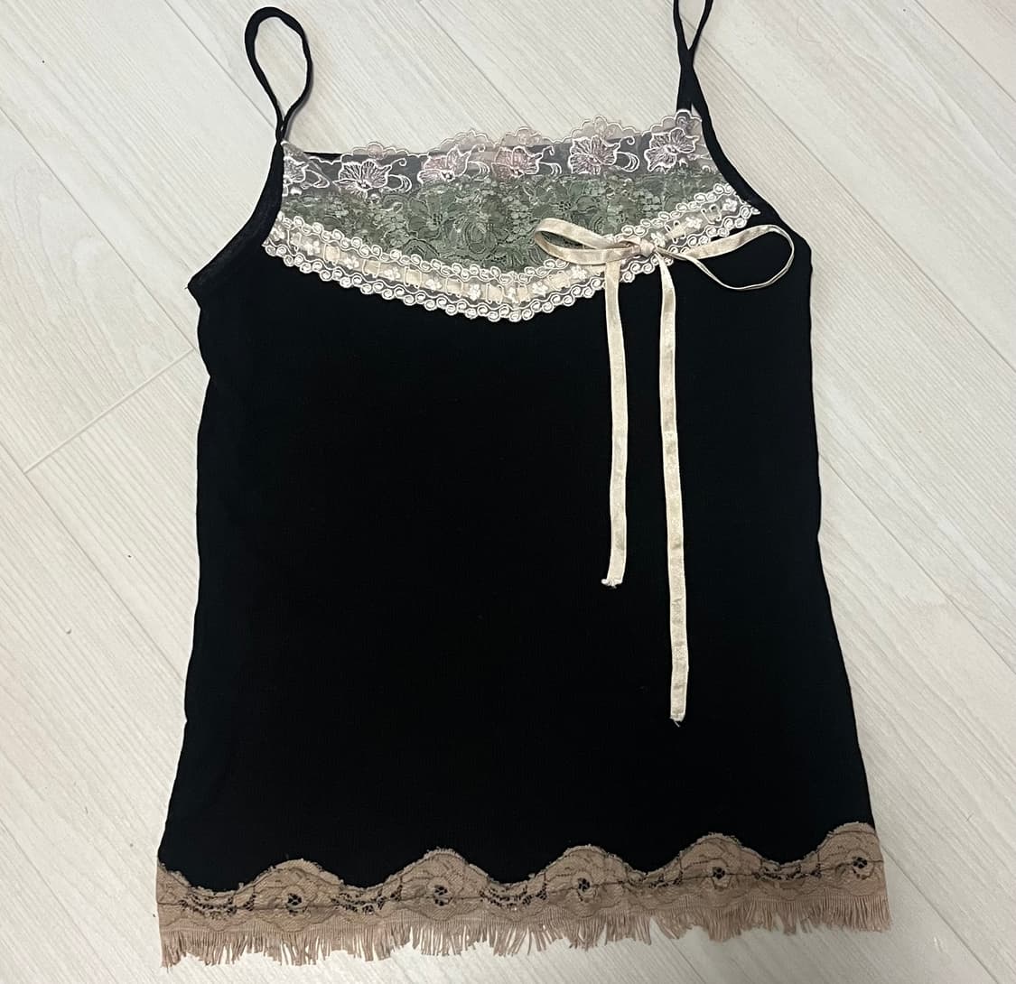 레이어드 슬리브리스 y2k 라떼갸루 레이스 나시 탑 상품이미지1