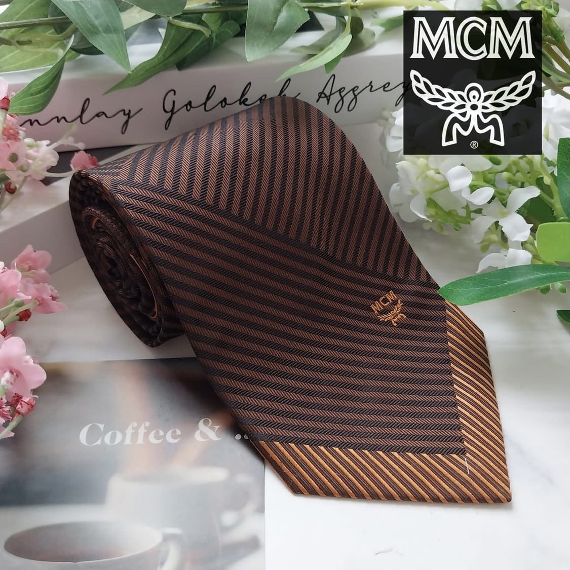 MCM 실크 브라운 스트라이프 넥타이 9.5cm A+등급 K1583
 상품이미지1