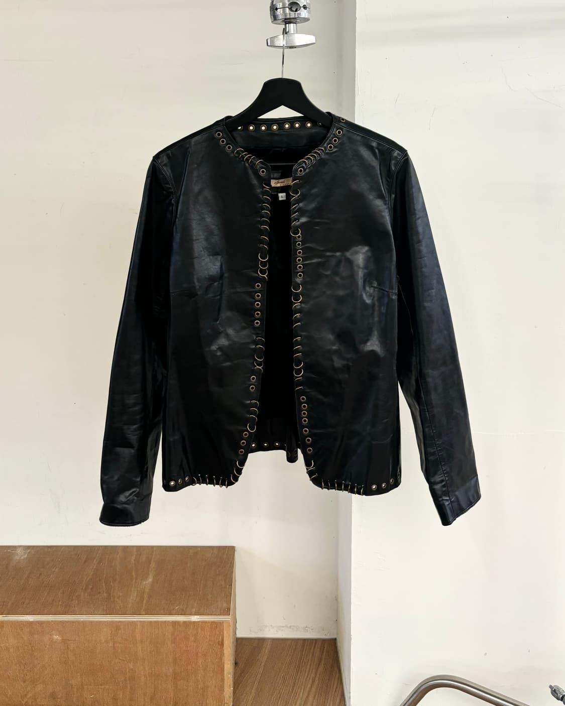 줄스 블랙 아일렛 링 슬림핏 레더 자켓 상품이미지1