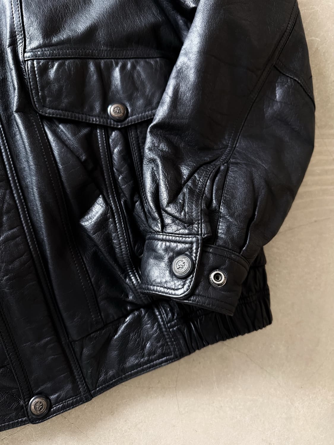 Vintage Sheepskin Leather Bomber Jacket 상품이미지4