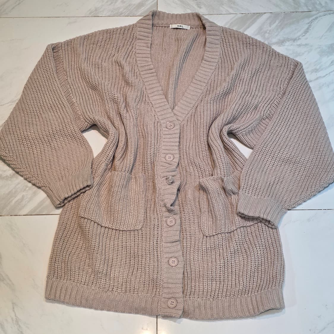GRL 일본빈티지) 히메라떼갸루st 아크릴 니트 브이넥 로맨틱 가디건 상품이미지1