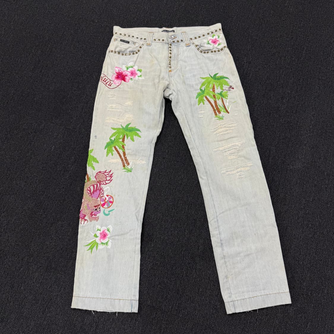 돌체앤가바나 자수 데미지 워싱 데님팬츠 상품이미지1