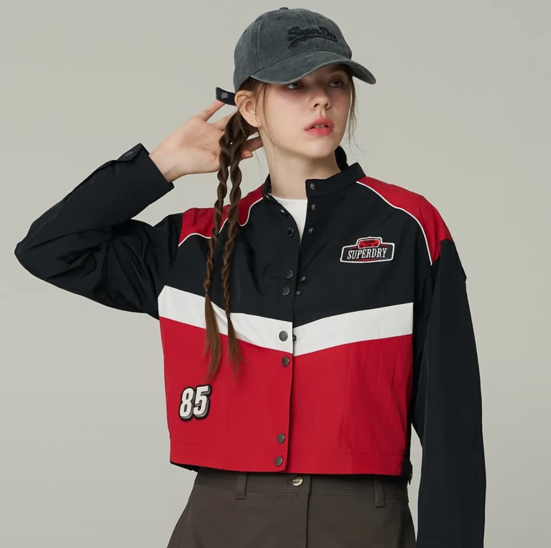 슈퍼드라이 나일론 레이싱 크롭 자켓 레드 상품이미지8