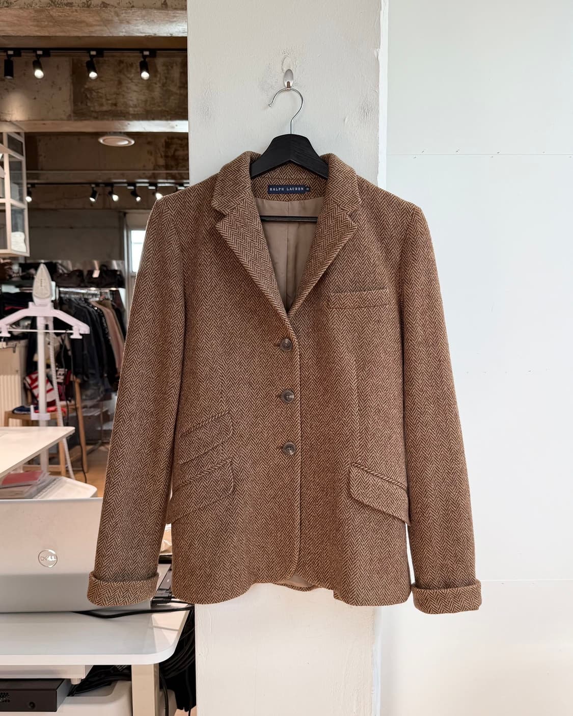 폴로 랄프로렌 브라운 헤링본 울 블렌드 3b 블레이저 자켓  상품이미지2