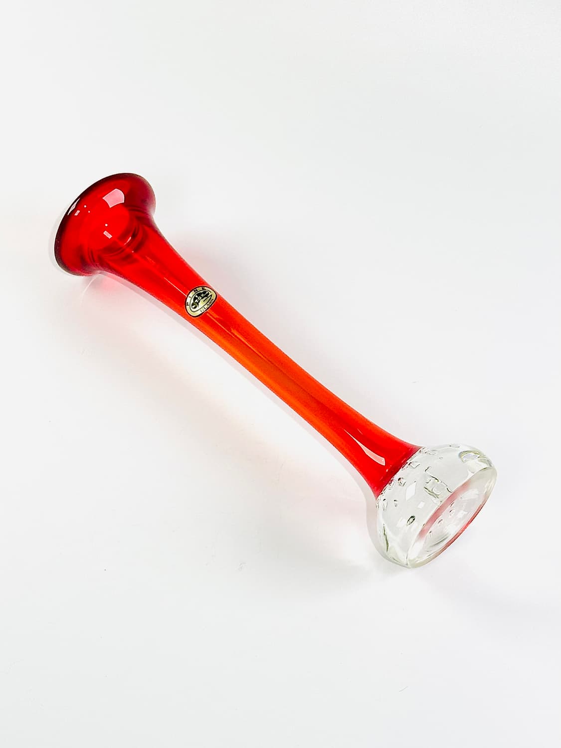 일본 빈티지 TGK Pine 아트글라스 레드 본 화병 상품이미지1