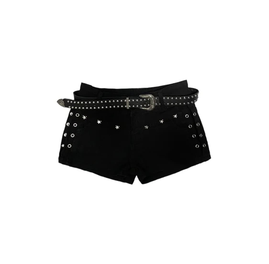 스컬 스터드 숏팬츠 반바지 중녀st (벨트세트) 상품이미지1
