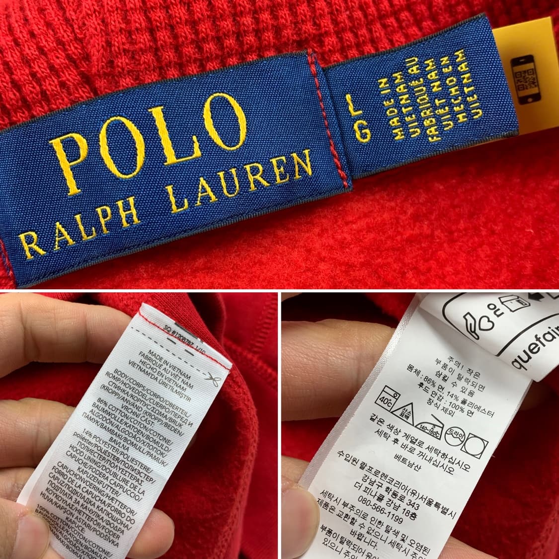 폴로 랄프로렌 신형 포니로고 후드집업 레드 (QR인증) 상품이미지7