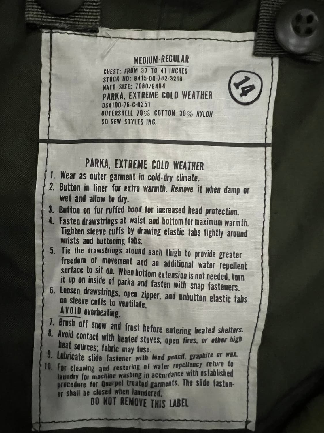 (M) M65 피쉬테일 오리지널 개파카 풀셋 상품이미지4