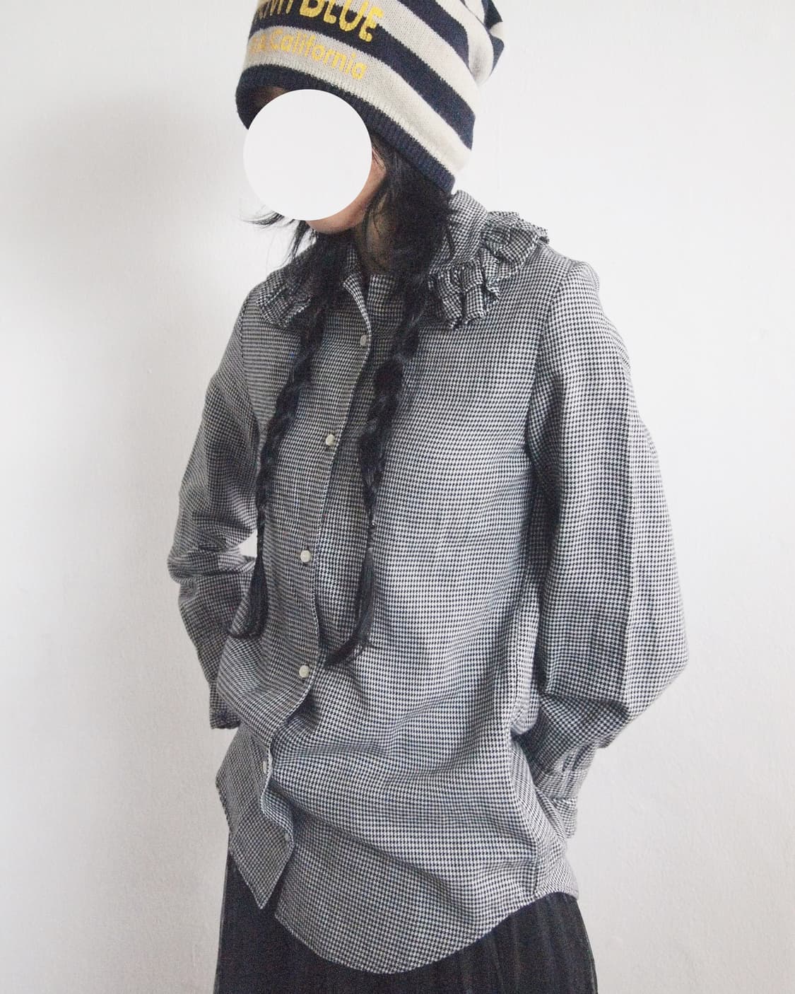 charles anastase 13aw 프릴 칼라 체크 블라우스 상품이미지1