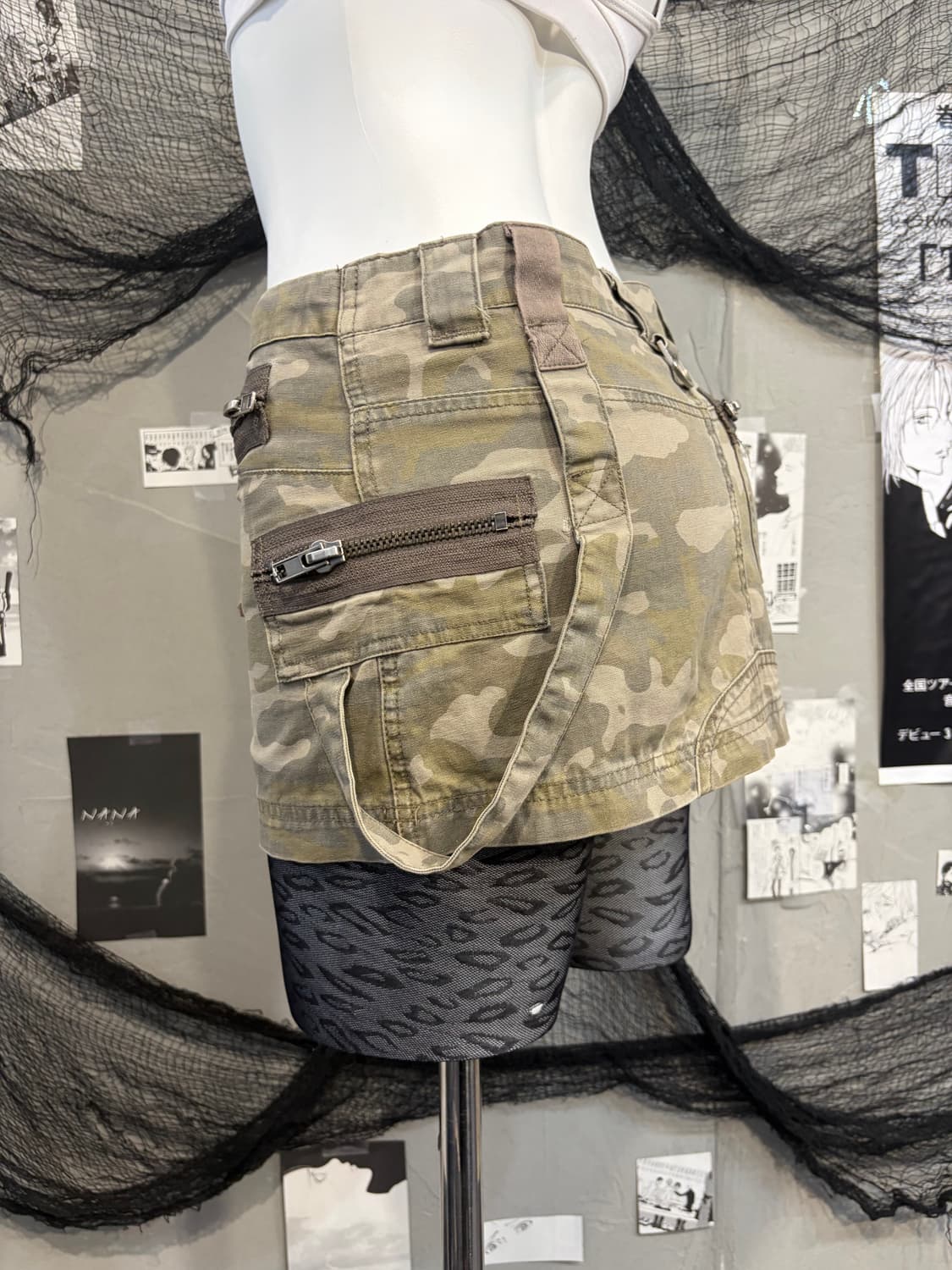 Grunge Camo Zip detail Cargo Skirt 상품이미지2