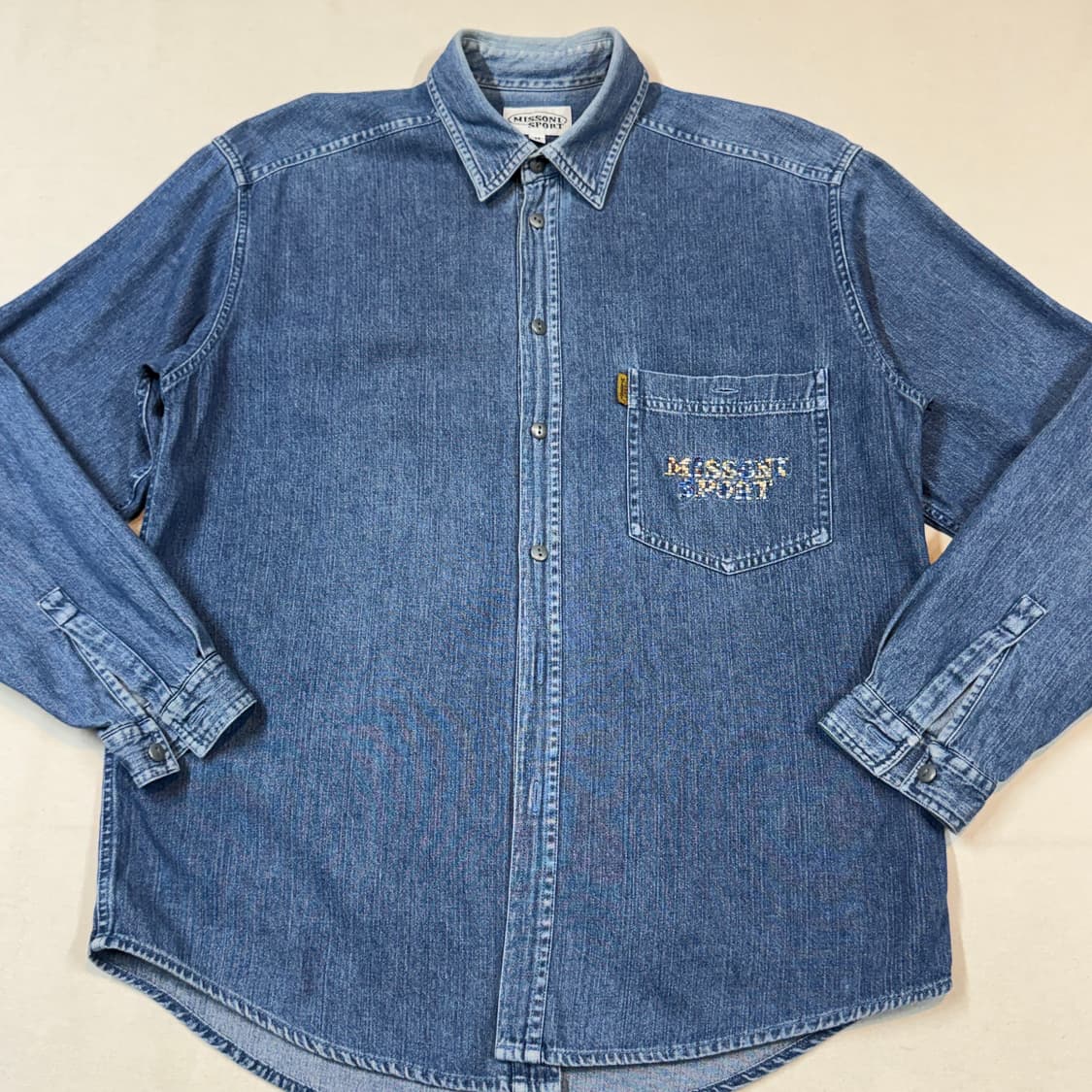 M) MISSONI 미쏘니 스포츠 자수로고 청 데님 셔츠 상품이미지2