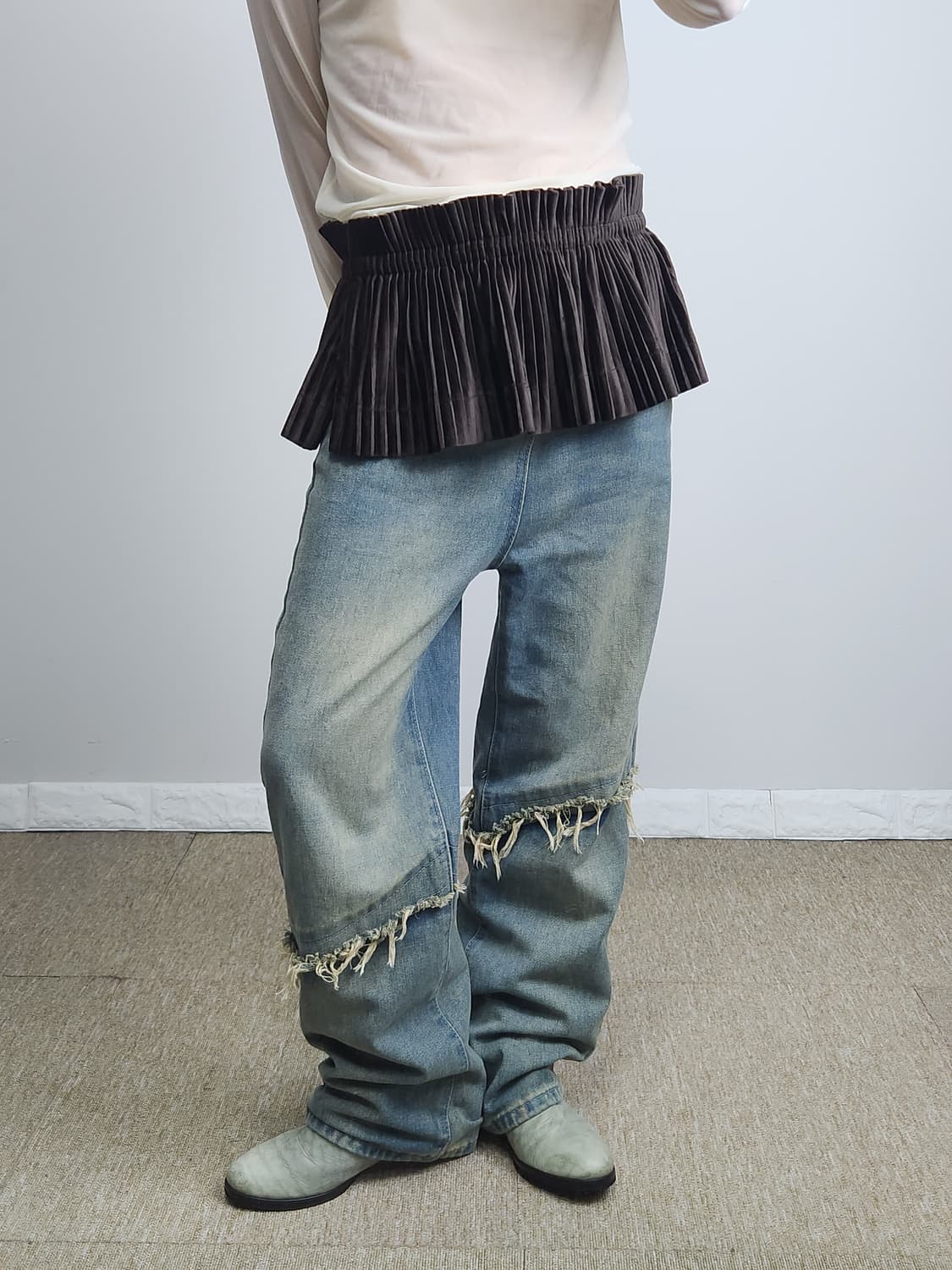 벨벳 레이어드 랩 스커트 상품이미지3