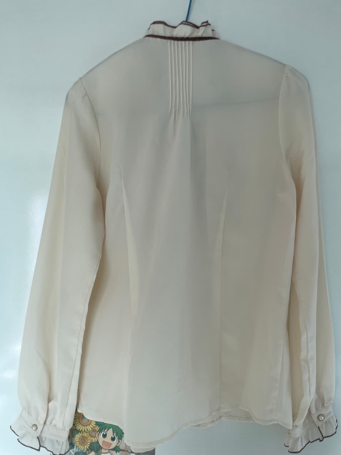 빈티지 모리걸 로리타 프릴 장식 아이보리 블라우스 브라운 상품이미지5