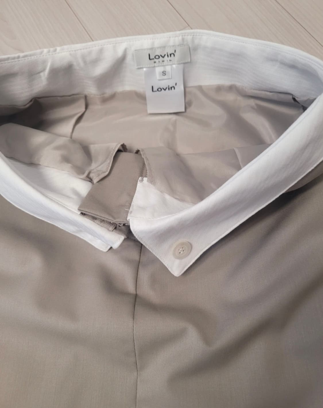 (S) 러빈(Lovin') 배색 웨이스트 턴오버 슬릿 롱 스커트 상품이미지4