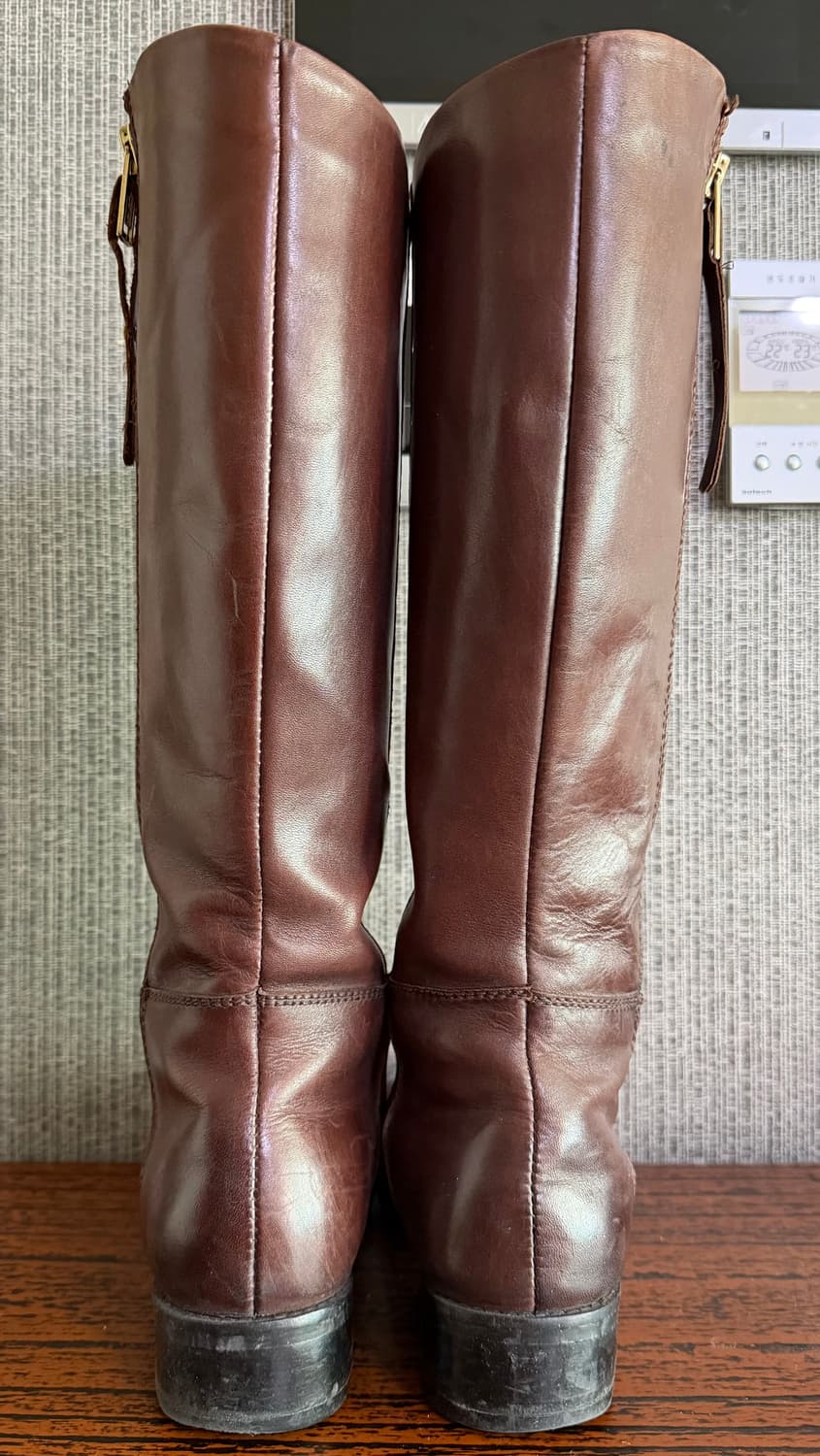 레노마 renoma 브라운 기모 안감 사이드 지퍼 리얼 레더 가죽 롱부츠 상품이미지6