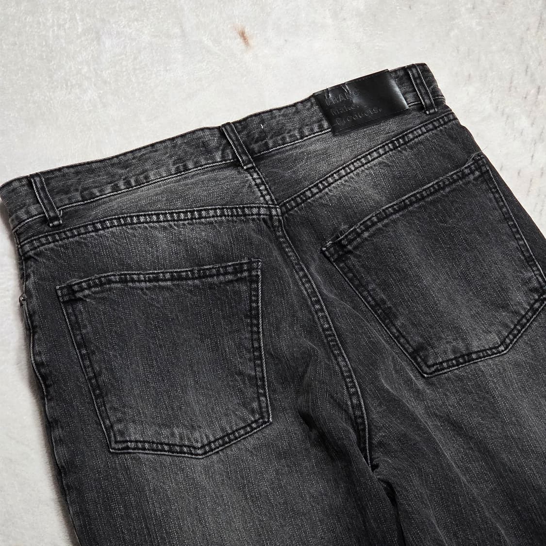 빈티지 흑청 핀턱 워싱 와이드 데님팬츠 상품이미지5