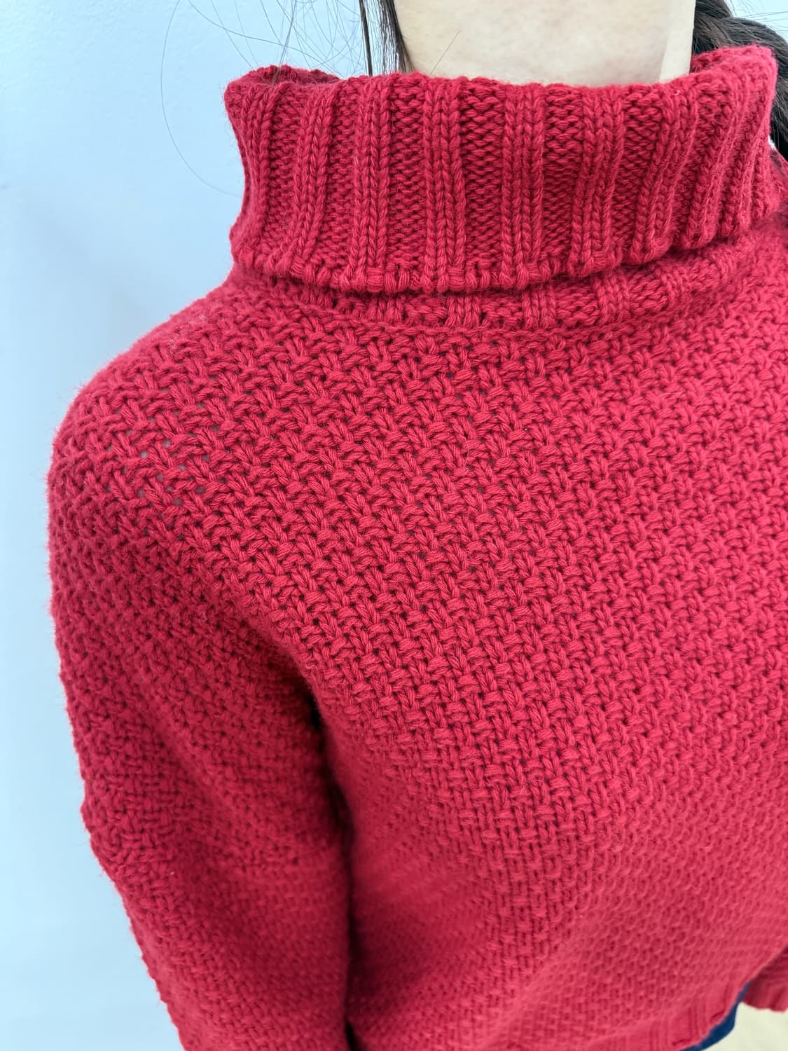 vtg red high neck knit 상품이미지5