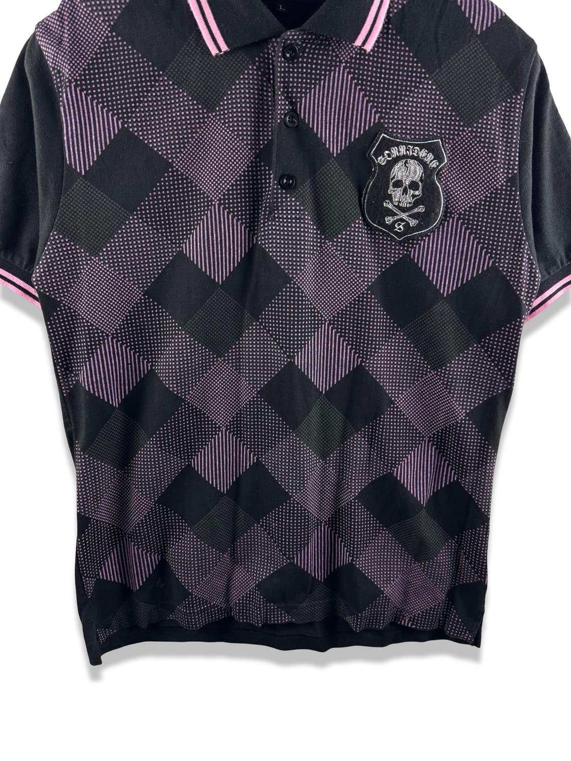 JPN 스컬패치 다이아몬드 체크 카라티2598 상품이미지4