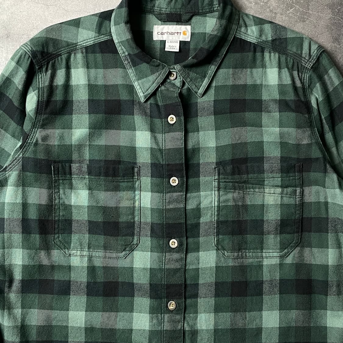 CARHARTT 칼하트 빈티지 그린 체크 워크 셔츠 A00853 상품이미지3