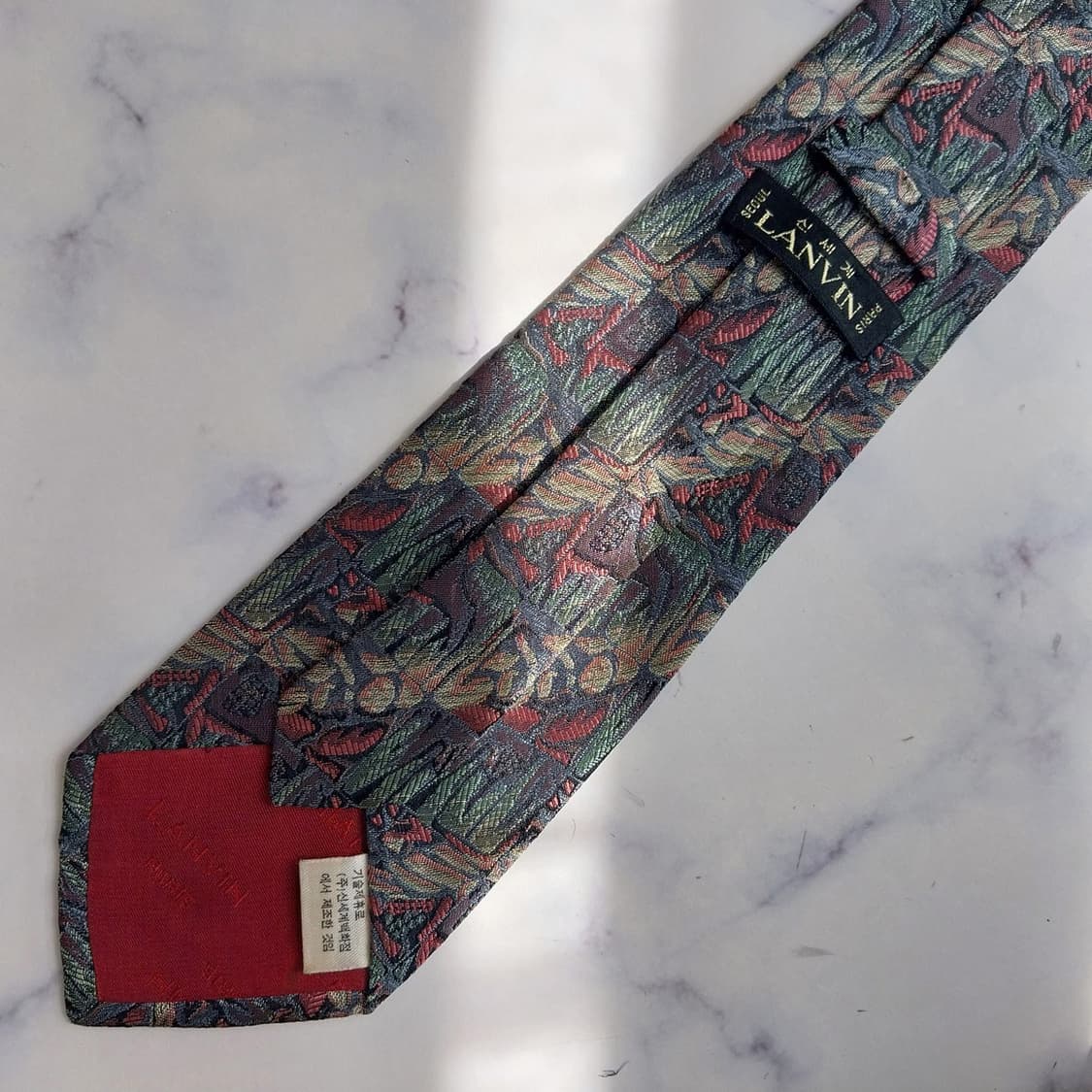 LANVIN 랑방 실크 그린 패턴 넥타이 8.6cm B등급 K2299
 상품이미지6